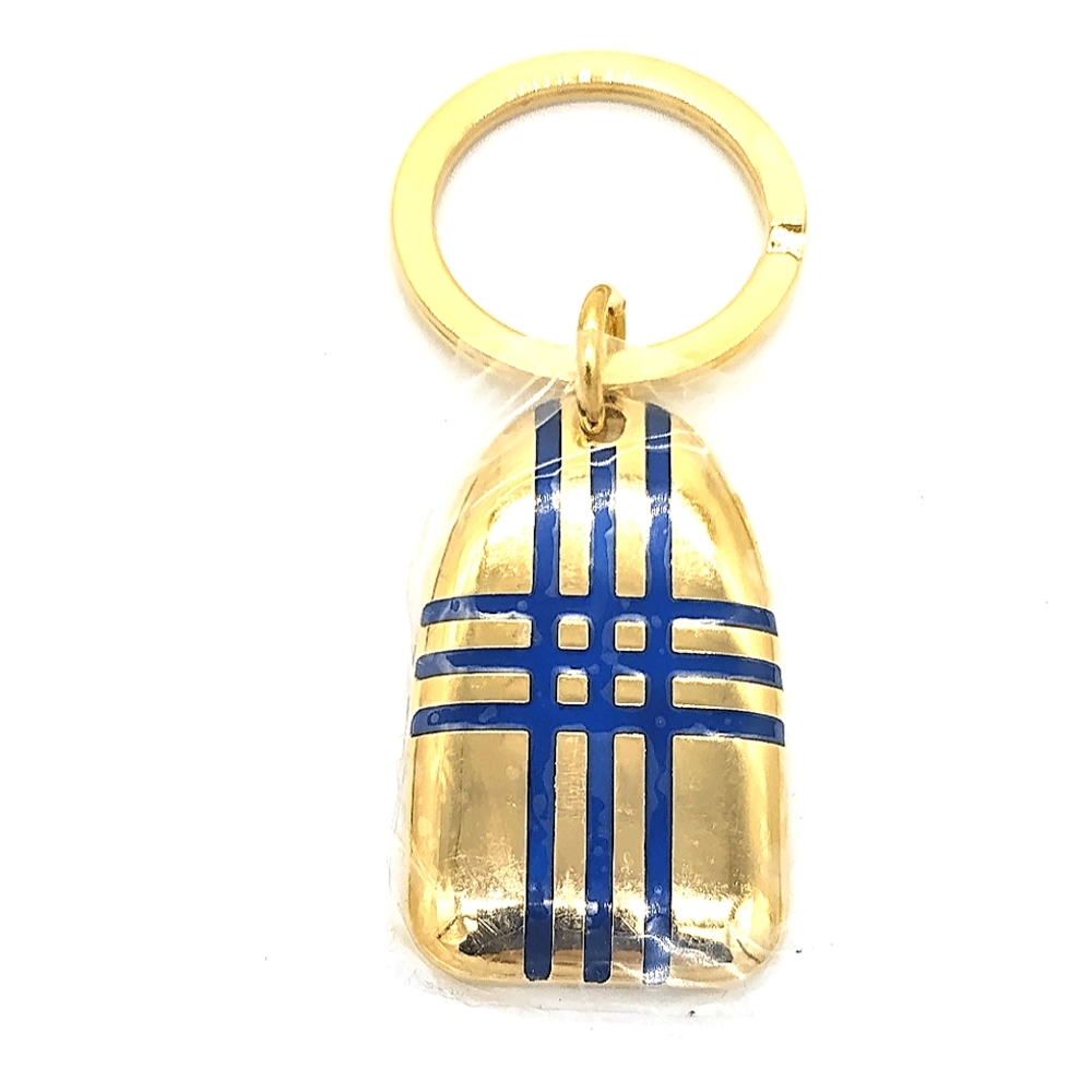 Rare Burberry Check Gold Nugget Bar Keychain-Extreme Vintage! Still in p…